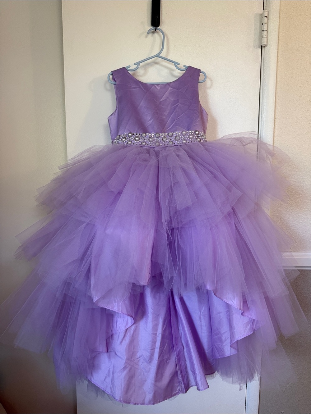 Tip Top Kids Lilac Tulle High-Low Party Dress with Jeweled Waist